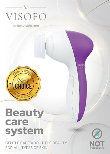 Facial Cleansing Brush Face Scrubber Exfoliating Cleaning Skin Care Cleanser Wash Women Girls Electric Beauty Products Powered Exfoliator Skincare Spin Tools Scrub Washer Self Care (Amethyst)