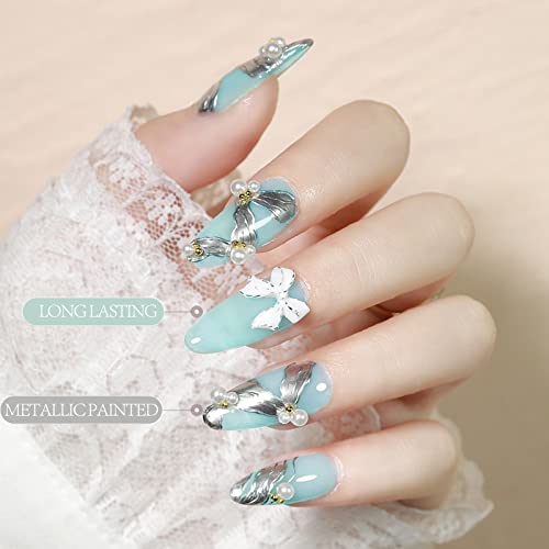 LOKFAR 6 Colors Metallic Nail Polish Nail Art Gel Polish Set, 3D Reflective Metallic Painted Nail Gel Liner Nail Art Polish Emboss UV Gel Nail Polish Gel Paint Nail Painting Kit for DIY Art Nail Salon