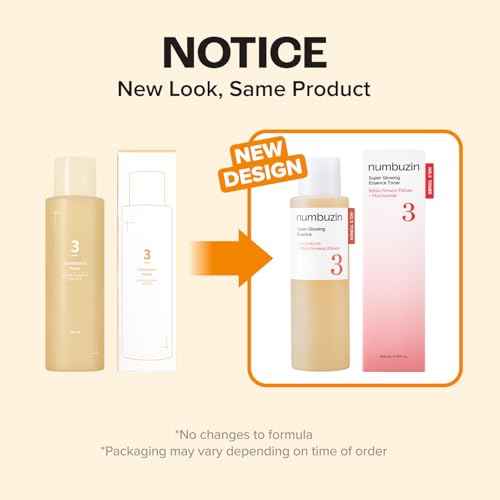 numbuzin No.3 Toner | Super Glowing Essence Toner | Skin Radiance, Pore Tightening, Skin Texture, Hydration | Fermented Ingredients, Niacinamide, Galactomyces | 6.76 fl. oz.