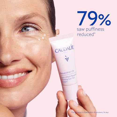 Caudalie Resveratrol-Lift Firming Depuffing Eye Gel Cream with Peptides, Hyaluronic Acid, and Vegan Collagen I - 15 mL