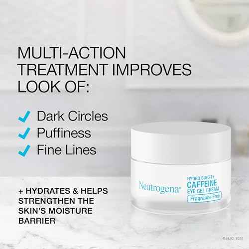 Neutrogena Hydro Boost + Eye Cream for Dark Circles & Puffiness, Under Eye Cream with Caffeine, Hyaluronic Acid and Peptides, Fragrance Free, 0.5 oz