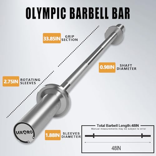 Olympic Barbell Bar 4FT, 350LB EZ Curl or Straight Weight Lifting Bar, Fits 2-Inch Olympic Plates, Rotating Sleeves, 2 Spring Collars, Knurled Strength Training Bar for Home Gym