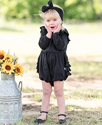 RuffleButts Black Big Bow Headband - One Size