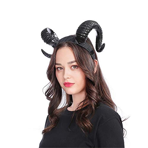 Qhome Gothic Sheep Horn Punk Headband Forest Animal Photography Cosplay Photo Props Steampunk Hair Accessory Black