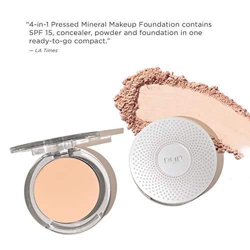 PUR Beauty 4-in-1 Pressed Mineral Makeup Powder Foundation with SPF 15 - Concealer & Finishing Compact Pressed Powder for Face - Buildable Medium to Full Coverage Foundation Powder (Fair Ivory)