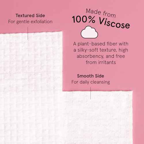 grace & stella Disposable Face Towels - Ultra-Soft & Absorbent Face Wipes - XL Facial Towels for Cleansing & Makeup Removal - Thick Towelettes - Lint-Free Facial Tissue - Vegan, Plant-Based (60 Count)