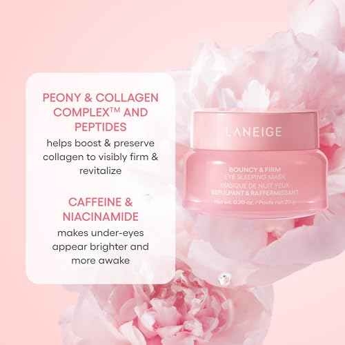 LANEIGE Bouncy & Firm Eye Sleeping Mask: Depuff and Firm with Peony & Collagen Complex, Ceramide, & 5D Hyaluronic Acid