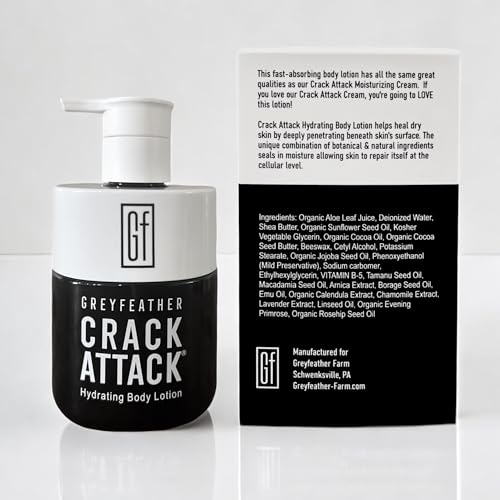Greyfeather Crack Attack Hand Cream for Dry Cracked Hands Travel Size Moisturizer with Shea Butter & Vitamin E Anti Aging Hand Cream for Men & Women Non-Greasy & Fast Absorbing
