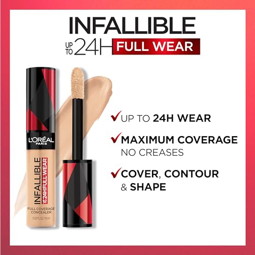 L'Oreal Paris Makeup Infallible Full Wear Waterproof Matte Concealer, Full Coverage, Biscuit, 0.33 fl. oz.