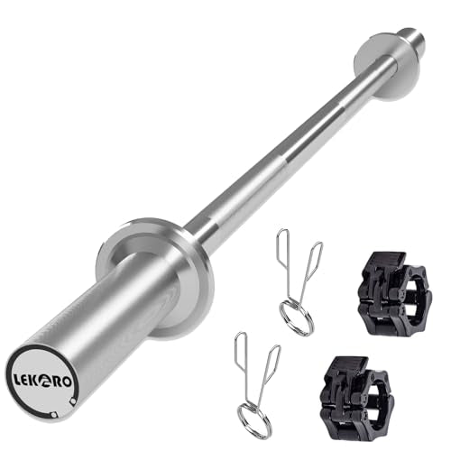 Olympic Barbell Bar 4FT, 350LB EZ Curl or Straight Weight Lifting Bar, Fits 2-Inch Olympic Plates, Rotating Sleeves, 2 Spring Collars, Knurled Strength Training Bar for Home Gym