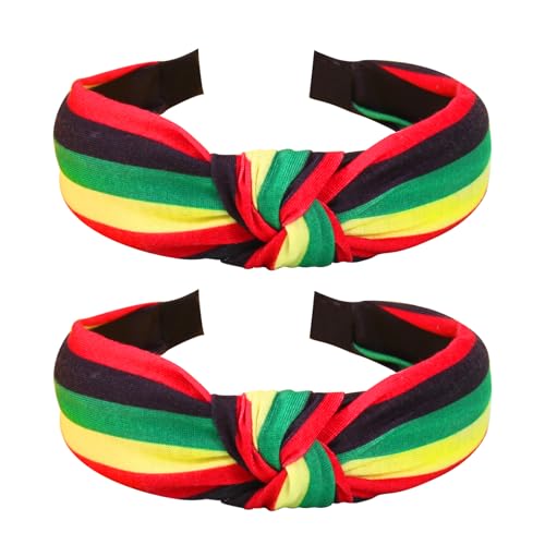 Ardorchid Rasta Headbands African Jamaica Juneteenth knotted Headband for Women Girls Elastic Hairband Hair Hoop No Slip Hair Accessories Gifts