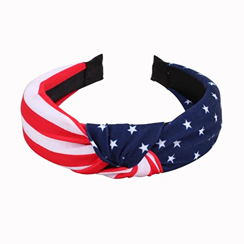 Ardorchid American Flag Headbands for Women Girls Gifts Fourth of July Wide Knottted Headband Independence Day Patriotic Headband Non Slip Rhinestone Hair Accessories Memorial Day Hair Hoop