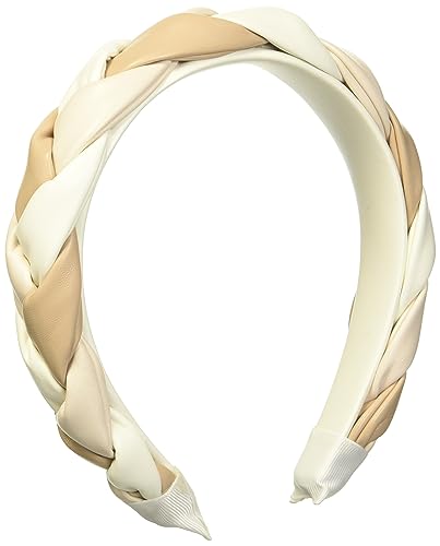 Mud Pie Women's Braided Leather Headband, Cream, One Size