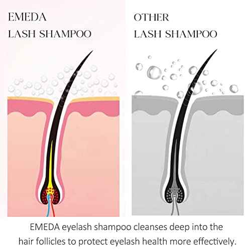 EMEDA Lash Shampoo Kit - 3.38 fl.oz / 100ml Gentle Foam Lash Cleanser, Oil-Free Cleaning for Wash Extension/Natural Eyelash Bath with Rinse Bottle Brush