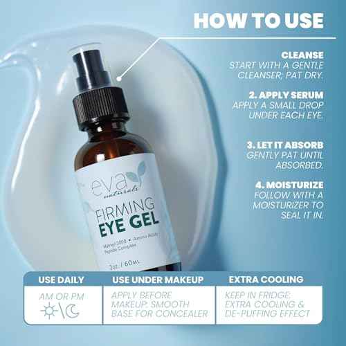 Eva Naturals Eye Gel for Dark Circles, Bags & Puffiness ? Anti-Aging Serum with Peptides, Hyaluronic Acid & Botanicals ? Firming Under Eye Treatment for Wrinkles, Fine Lines & Tired Skin ? 2 oz 2 Pack
