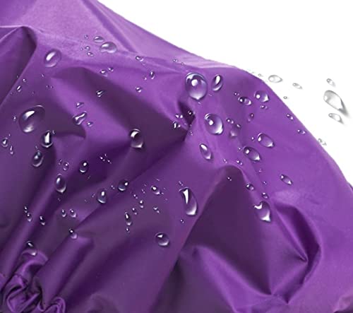 Glow by Daye Satin Lined Shower Cap - Adjustable Waterproof Design for Hair Protection | Large, Purple Rain