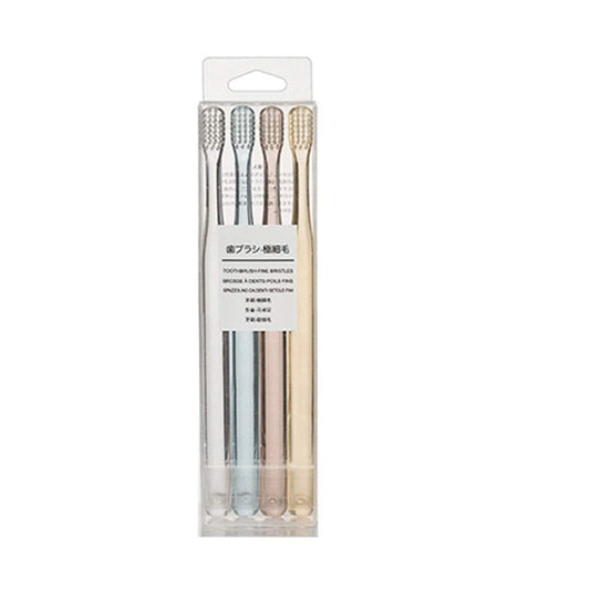 Skiennix Nordic Clear Crystal Handle Toothbrush Set - Soft Bristles, 4 Pieces, Compact Design