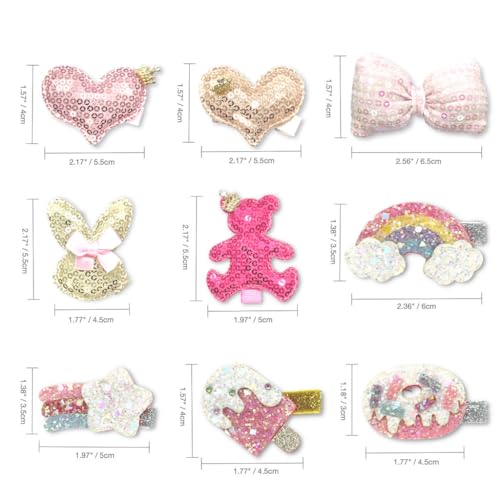 Glitter Hair Clips for Girls Accessories - 10 Pairs 20 Pcs Sparkly Non-Slip Metal Snap Clip, Hair Barrettes for Women, Baby Girls Hair Accessories for Little Kids, Children & Teens