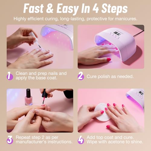 LadyMisty UV Nail Lamp - Fast Drying, UV Light for Gel Nails with 30 Dual Lamp Beads, 4 Timer, LCD Display, Energy Efficient LED Nail Light for Home & Salon Purple