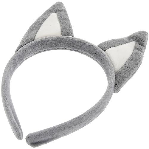 Dog Ears Headband Halloween Animal Cosplay Costumes Dress-up Headpiece Wolf Headwear for Women Grey