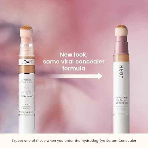 JOAH Perfect Complexion Under Eye Concealer and Hydrating Serum, Korean Makeup for Dark Circles and Puffiness, Peptide Serum with Medium Coverage, Cushion Tip Applicator