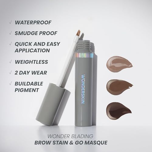 Wonderskin Wonder Blading Brow Stain & Go Masque - Long Lasting Eye Brow Tint, Transfer Proof and Smudge Proof Eyebrow Tint Stain (Blonde)