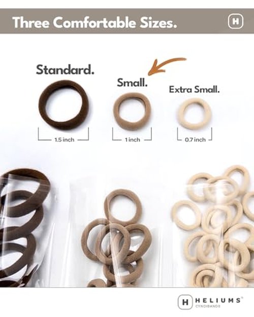 Heliums Small Soft Hair Ties - Black - 1 Inch Mini Nylon Bands, No Damage Ponytail Holders for Kids, Braids, and Thin Hair - 30 Count