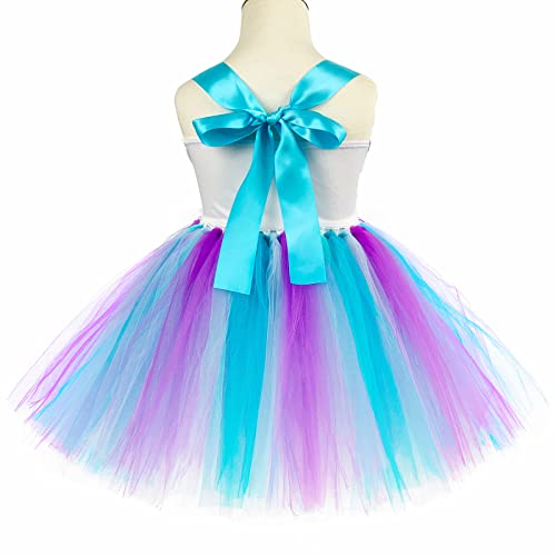 O'COCOLOUR Girls Mermaid Birthday Outfits Halloween Dress Up Costume Easter Summer Vacation Party (5-6 Years, Purple)