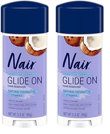 Nair Hair Remover Sensitive Formula Glide On Depilatory Cream 3.3 oz (Pack of 2)