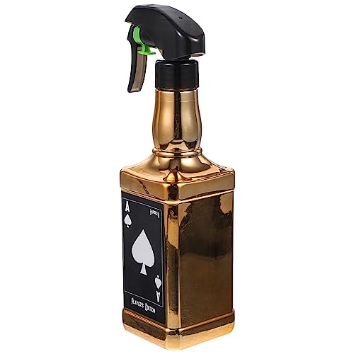 FOMIYES Spray Mist Bottle Hair Spray Bottle Retro Whisky Squirt Bottle Novelty Water Sprayer Hairdressing Barber Mist Salon Hair Tools Home Gardening Plants Water Sprayer 500ml Golden