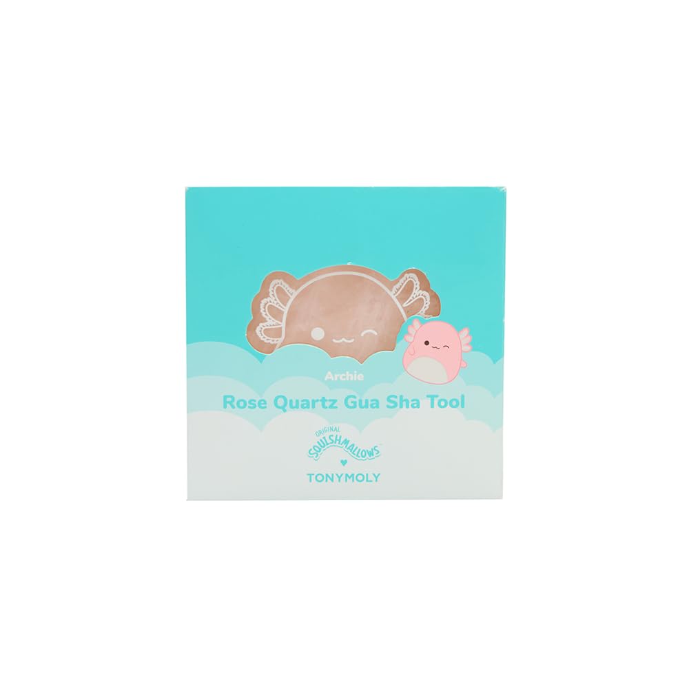 TONYMOLY Gua Sha Facial Massage Tool - Archie Axolotl Rose Quartz for Sculpting & Lymphatic Drainage | K-Beauty Gift