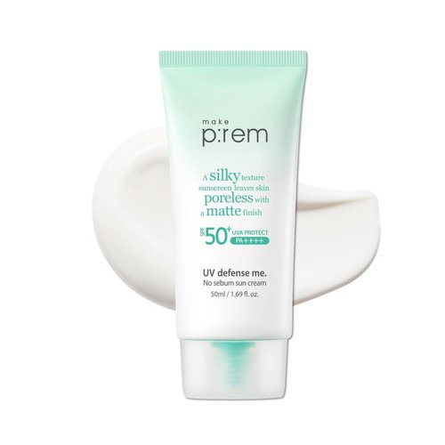 MAKE P:REM UV Defence Sunscreen - SPF 50+ PA++++ | Reef-Safe, Silky Texture, Poreless Finish, 1.69 fl. oz.
