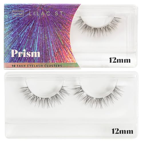 Lilac St - Prism Glamorous Faux Eyelash Clusters (12mm) - Dynamic & Fluttery Volume - DIY Lash Extension Wisps - Lightweight & Lifelike - Lasts 10 Days - Women Founded, Cruelty Free, Vegan - 10 Lashes