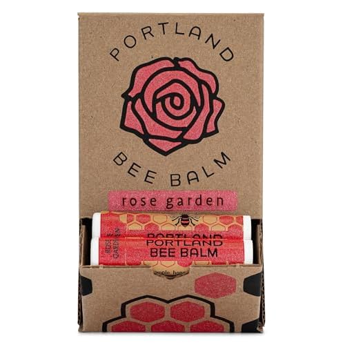 Portland Bee Balm All Natural Handmade Beeswax Based Lip Balm, Rose Garden 24 Count