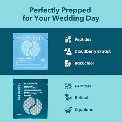 Patchology Bridal Shower Gift Box ? Something Blue Cooling Under Eye Patches for Brides & Bridesmaids, Depuffing & Firming Gel Masks with Peptides & Bakuchiol ? Wedding Skincare Gift Set