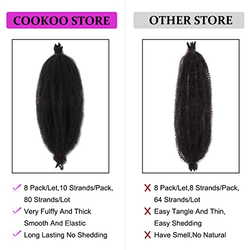 COOKOO Pre-Separated Springy Afro Twist Hair Soft Synthetic Marley Crochet Braiding Hair For Passion Twist Hair For Poppin Spring Twist Hair For Black Women