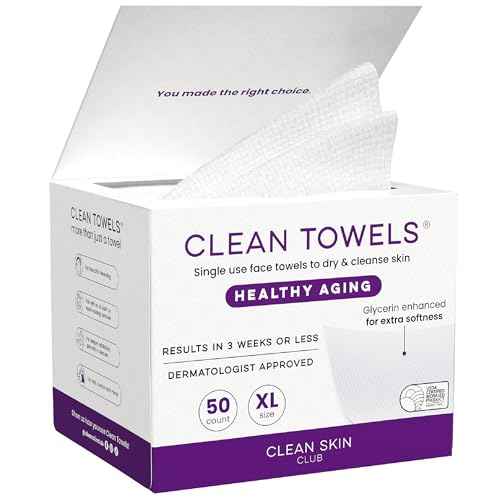 Clean Skin Club Healthy Aging Clean Towels¢ç XL, Smooths Fine Lines Wrinkles & Texture in 6 weeks, Treated for Extra Softness, Disposable Face Towels, Anti Aging Makeup Remover Dry Wipe, 50 count