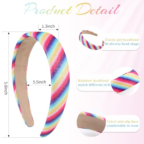 milylove Headbands for Women, Glitter Sparkly Headbands, Colorful Rainbow Hair Band, Non Slip Wide Headband, Fashion Hair Accessories for Girls, Makeup, Face Wash (1 Count, Twill Rainbow)