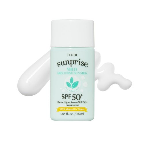 ETUDE Sunprise Sunscreen - Mild Sun Milk SPF 50+ | Sebum-Free, Non-Sticky, Long-Lasting Protection (55ml)