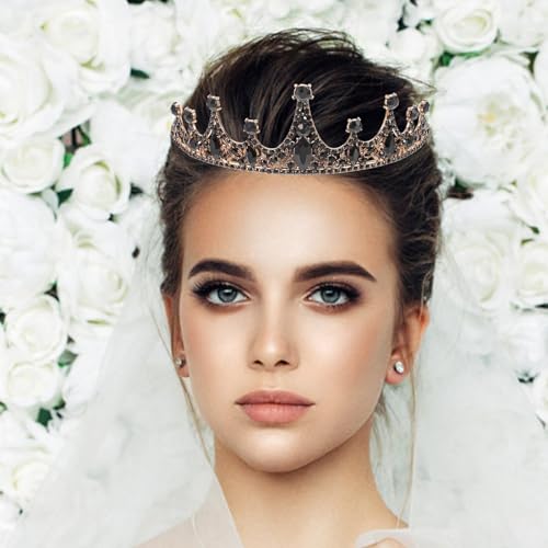 Beaupretty Flower Crown Bridal Hair Accessories Black Tiaras for Women Bridal Crown Headband Black Crystal Wedding Party Decorative Flower Crown Bridal Hair Accessories