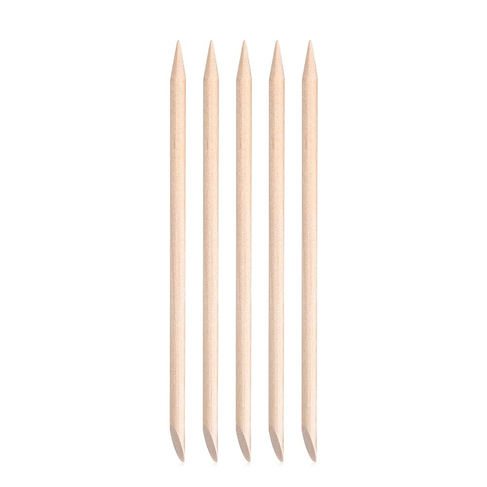 siyuwuro 5PCS Orange Wood Nail Sticks Double Sided Cuticle Pusher Remover Multi Functional Orange Wood Cuticle Sticks Manicure Pedicure Tool With Clear Storage Tube