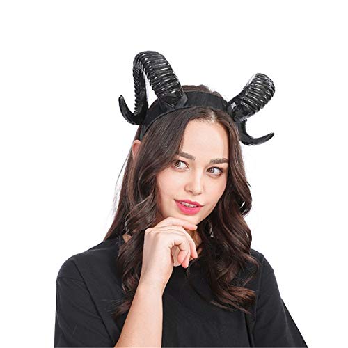 Qhome Gothic Sheep Horn Punk Headband Forest Animal Photography Cosplay Photo Props Steampunk Hair Accessory Black