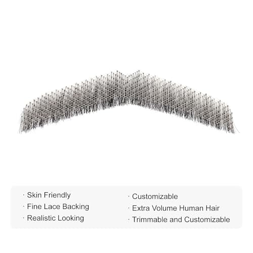Parceria Fake Beard, Theatrical Grade Lace Backing Fake Mustache, Soft Human Hair Hand Knotted Men Adults Realistic Beard Costume for Holiday, Theater, Drama, Costume Parties and more (Black)