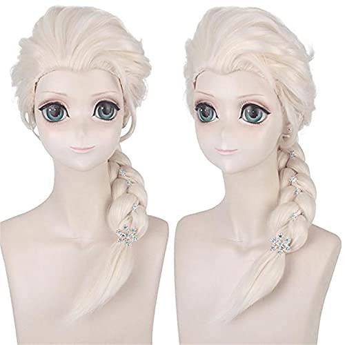 Women's Long Blonde Braided Elsa Wig Halloween Cosplay Wig Costume Party (For Adults)