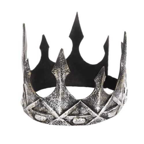 LEEMASING Antique King Medieval Headband Men Headdress Party Favors Halloween For Wedding Birthday Party Babyshower Pageant (Silver)