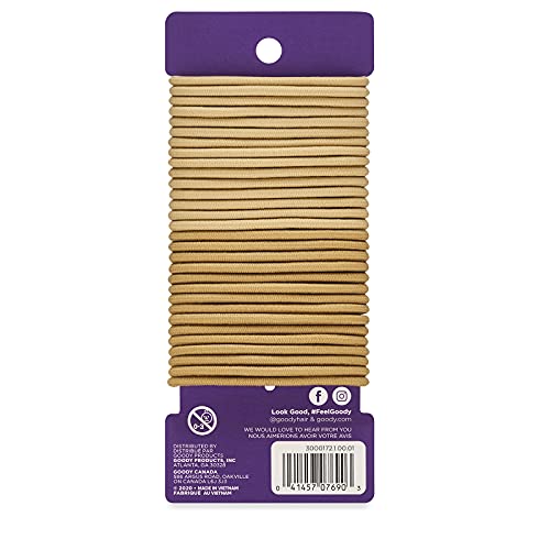 Goody Ouchless Hair Elastics – No Pull, No Breakage, Tangle-Free Hold for Thick, Curly, Coily & Textured Hair – 30 Count, Blonde, Long-Lasting Ponytail Holders for Women & Men