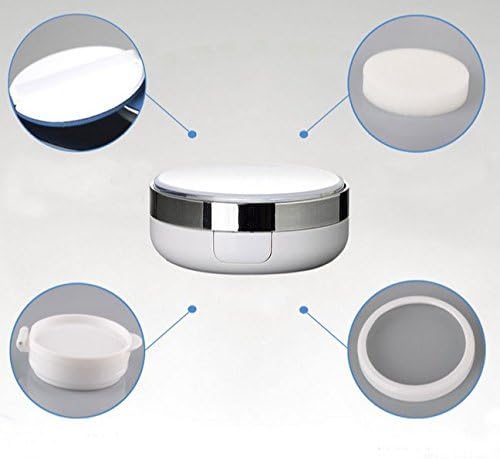 Skiennix Air Cushion Puff Box - Luxurious White Silver Edge with Mirror & Powder Puff | 15g (0.5oz)