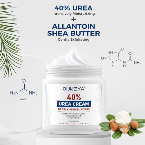 OUKEYA Urea Cream 40 Percent, Foot & Hand Cream for Dry Cracked, Urea Lotion for Feet Maximum Strength(12.35Oz)