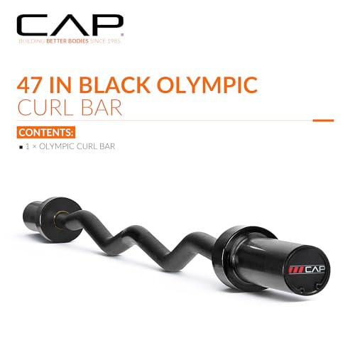 CAP Barbell 47-Inch Olympic EZ Curl Bar for 2-Inch Weight Plates | Multiple Options