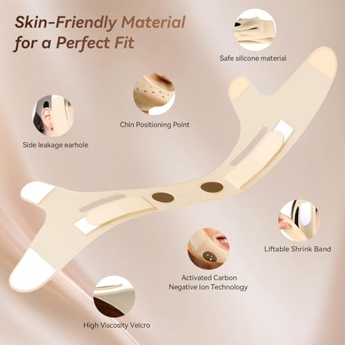 Reusable V Line Silicone Face Strap, Soft Silicone Chin Strap for Women 23-27 Inches(Skin tone)
